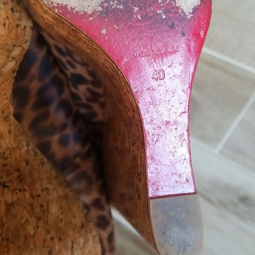 Christian Louboutin Coroclic Leopard Print Cork Wedges
